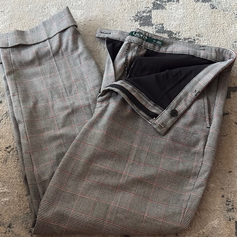 Ralph Lauren Cuffed Plaid Trousers